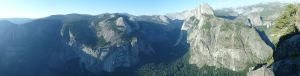 Yosemite glacier point two falls panorama Yosemite glacier point panorama with Yosemite and Vernal falls